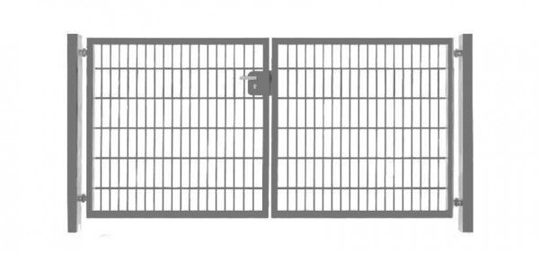 Einfahrtstor Basic (2-flügelig) symmetrisch ; Verzinkt Doppelstabmatte; Breite 300 cm x Höhe 143cm