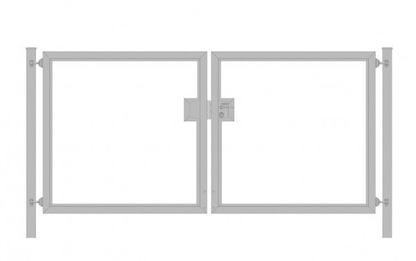 Einfahrtstor / Gartentor Premium (2-flügelig) symmetrisch für waagerechte Holzfüllung; verzinkt; Breite 250 cm x Höhe 180 cm (neues Modell)