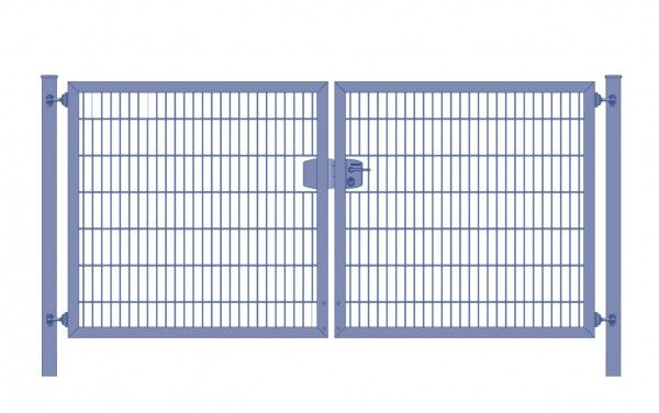 Elektrisches Einfahrtstor Premium Plus 8/6/8 (2-flügelig) symmetrisch; Anthrazit Doppelstabmatte; Breite 250 cm x Höhe 160 cm