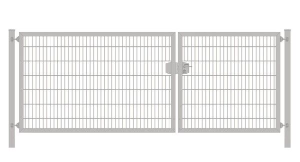 Einfahrtstor Classic 6/5/6 (2-flügelig) asymmetrisch; Verzinkt Doppelstabmatte; Breite 450 cm x Höhe 100 cm