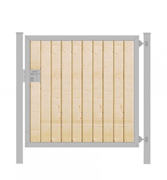 Gartentor Premium Line (1-flg.) mit Holzfüllung senkrecht Verzinkt B: 125 cm x H: 160 cm
