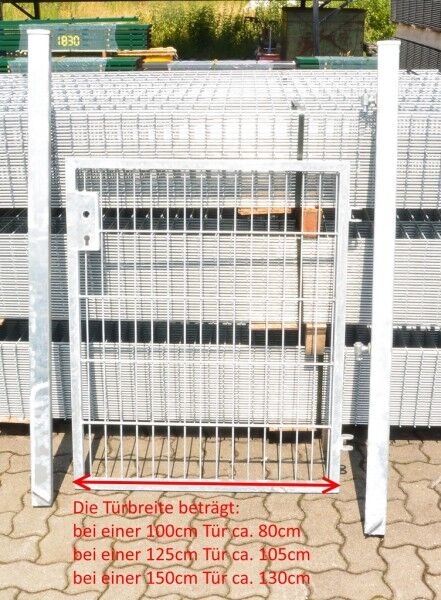 Gartentor / Zauntür Basic für Stabmattenzaun Verzinkt Breite (inkl. Pfosten) 125cm x Höhe 163cm
