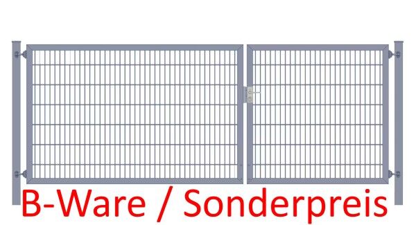 [B-Ware]Classic Plus (2-flügelig) asymmetrisch ; Anthrazit RAL 7016 Doppelstabmatte; Breite 350 cm x Höhe 100 cm