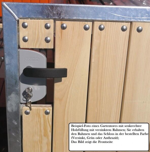 Einfahrtstor Premium (2-flügelig) mit Holzfüllung waagerecht; symmetrisch; verzinkt; B:500 cm H:100 cm