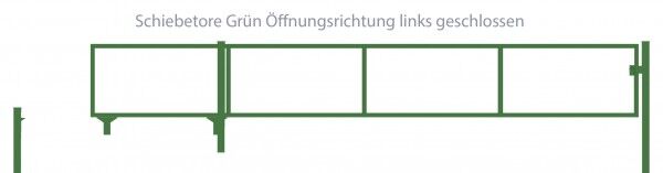 Schiebetor Breite: 300cm; Höhe: 100cm; Grün; ohne Füllung; Öffnungsrichtung links