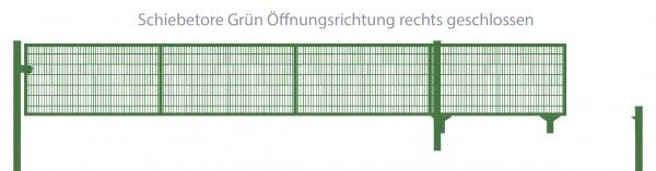 Automatik-Schiebetor Breite: 500cm; Höhe: 180cm; Grün; Füllung: 8/6/8mm Doppelstabmatte; Öffnungsrichtung rechts