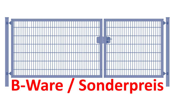 Einfahrtstor Premium Plus 6/5/6 (2-flügelig) asymmetrisch; Anthrazit RAL 7016 Doppelstabmatte; Breite 400 cm x Höhe 120 cm