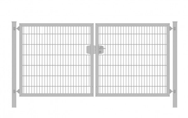 Einfahrtstor Classic 6/5/6 (2-flügelig) symmetrisch; Verzinkt Doppelstabmatte; Breite 400 cm x Höhe 180 cm