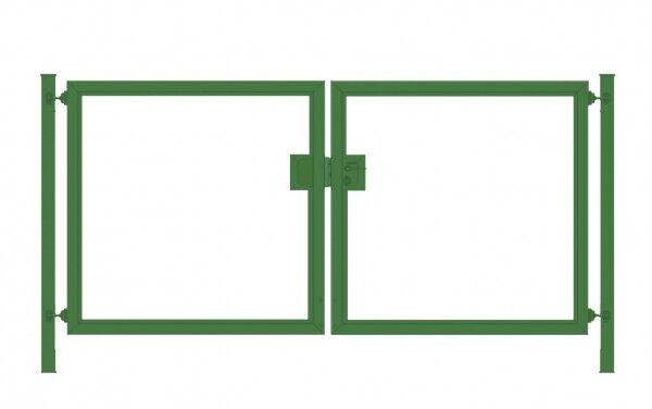 Einfahrtstor / Gartentor Premium (2-flügelig) symmetrisch für waagerechte Holzfüllung; grün; Breite 350 cm x Höhe 120 cm (neues Modell)