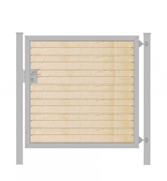 Gartentor Premium Line (1-flg.) mit Holzfüllung waagerecht Verzinkt B: 125 cm x H: 100 cm