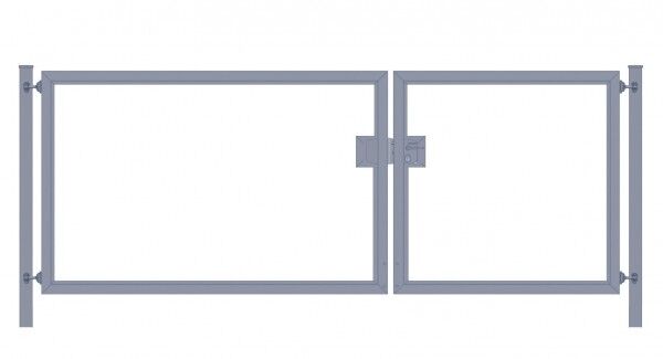 Elektrisches Einfahrtstor / Gartentor Premium (2-flügelig) asymmetrisch für waagerechte Holzfüllung; anthrazit; Breite 450 cm x Höhe 200 cm (neues Modell)