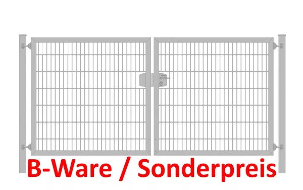 [B-Ware] Einfahrtstor Premium Plus 6/5/6 (2-flügelig) symmetrisch; Verzinkt Doppelstabmatte; Breite 200 cm x Höhe 160 cm