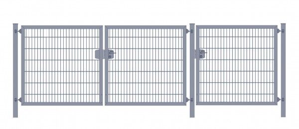 Premium Plus Einfahrtstor 6/5/6 (3-flügelig); Anthrazit Doppelstabmatte; Breite 525 cm (2m/ 2m/ 1,25m) x Höhe 140 cm