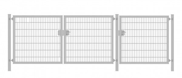 Premium Plus Einfahrtstor 6/5/6 (3-flügelig); Verzinkt Doppelstabmatte; Breite 350 cm (1m/ 1m/ 1,5m) x Höhe 120 cm