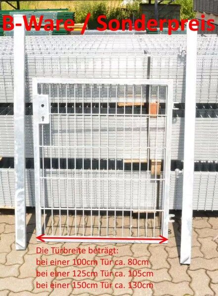 [B-Ware] Gartentor / Zauntür Basic 8/6/8 für Stabmattenzaun Verzinkt Breite (inkl. Pfosten) 125cm x Höhe 140cm