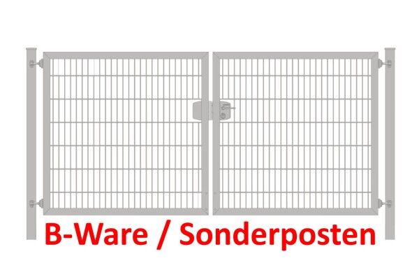 [B-Ware] Einfahrtstor Classic 6/5/6 (2-flügelig) symmetrisch; Verzinkt Doppelstabmatte; Breite 400 cm x Höhe 200 cm