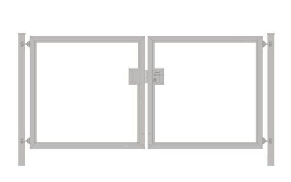 Einfahrtstor / Gartentor Premium (2-flügelig) symmetrisch für senkrechte Holzfüllung; verzinkt; Breite 200 cm x Höhe 100 cm (neues Modell)