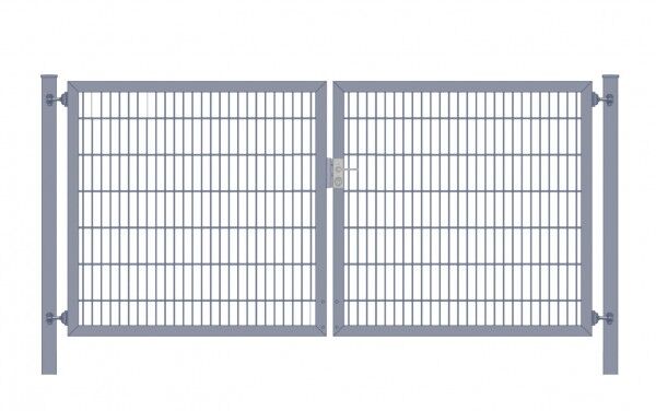 Einfahrtstor Classic Plus (2-flügelig) symmetrisch; Anthrazit 6/5/6er Doppelstabmatte; Breite 250 cm x Höhe 140 cm