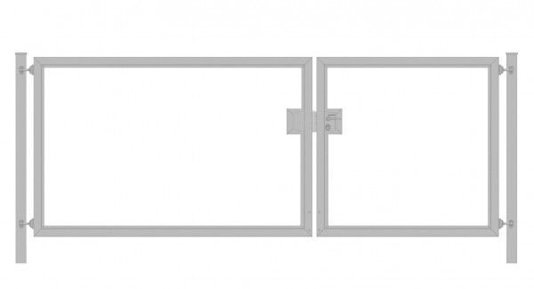 Einfahrtstor / Gartentor Premium (2-flügelig) asymmetrisch für senkrechte Holzfüllung; verzinkt; Breite 250 cm x Höhe 120 cm (neues Modell)