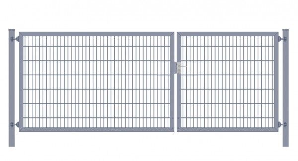Einfahrtstor Classic Plus (2-flügelig) asymmetrisch; Anthrazit 6/5/6er Doppelstabmatte; Breite 250 cm x Höhe 100 cm
