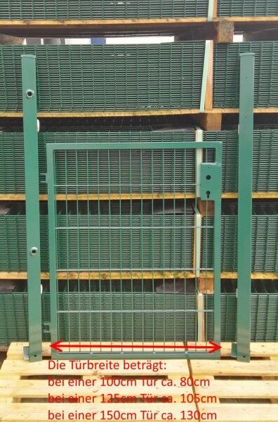 Gartentor / Zauntür Basic für Stabmattenzaun Moosgrün Breite (inkl. Pfosten) 100cm x Höhe 143cm