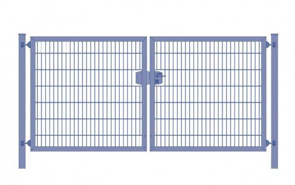 Einfahrtstor Premium Plus 8/6/8 (2-flügelig) symmetrisch ; Anthrazit RAL 7016 Doppelstabmatte; Breite 200 cm x Höhe 200 cm