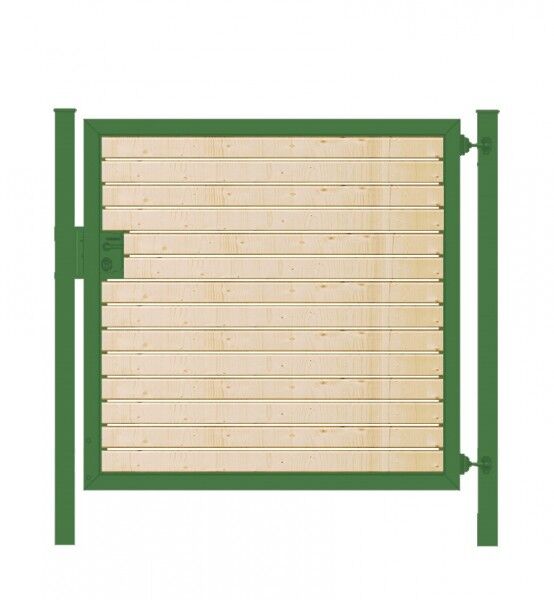 Gartentor Premium Line (1-flg.) mit Holzfüllung waagerecht Grün B: 100 cm x H: 100 cm
