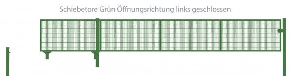 Automatik-Schiebetor Breite: 500cm; Höhe: 160cm; Grün; Füllung: 8/6/8mm Doppelstabmatte; Öffnungsrichtung links