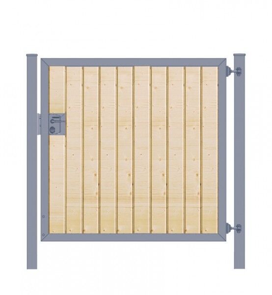 Gartentor Premium Line (1-flg.) mit Holzfüllung senkrecht Anthrazit B: 150 cm x H: 140 cm