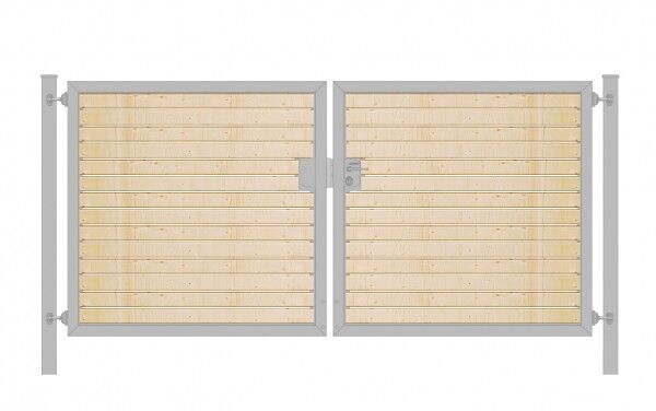 Einfahrtstor Premium (2-flügelig) mit Holzfüllung waagerecht; symmetrisch; verzinkt; B:250 cm H:140 cm
