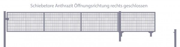Automatik-Schiebetor Breite: 250cm; Höhe: 200cm; Anthrazit; Füllung: 6/5/6mm Doppelstabmatte; Öffnungsrichtung rechts