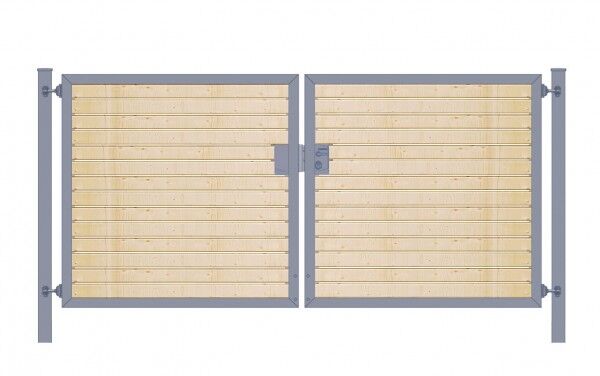 Einfahrtstor Premium (2-flügelig) mit Holzfüllung waagerecht; symmetrisch; anthrazit; B:300 cm H:120 cm