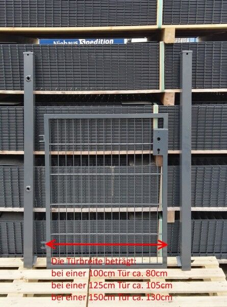 Gartentor / Zauntür Basic für Stabmattenzaun Anthrazit Breite (inkl. Pfosten) 125cm x Höhe 183cm