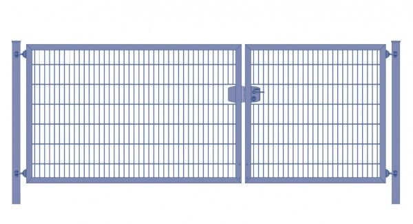 Elektrisches Einfahrtstor Premium Plus 8/6/8 (2-flügelig) asymmetrisch; Anthrazit Doppelstabmatte; Breite 400 cm x Höhe 100 cm