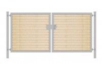 Einfahrtstor Premium (2-flügelig) mit Holzfüllung waagerecht; symmetrisch; verzinkt; B:500 cm H:100 cm Einfahrtstor Premium (2-flügelig) mit Holzfüllung waagerecht; symmetrisch; verzinkt; B:500 cm H:100 cm