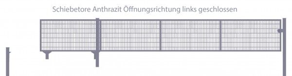 Automatik-Schiebetor Breite: 400cm; Höhe: 100cm; Anthrazit; Füllung: 6/5/6mm Doppelstabmatte; Öffnungsrichtung links